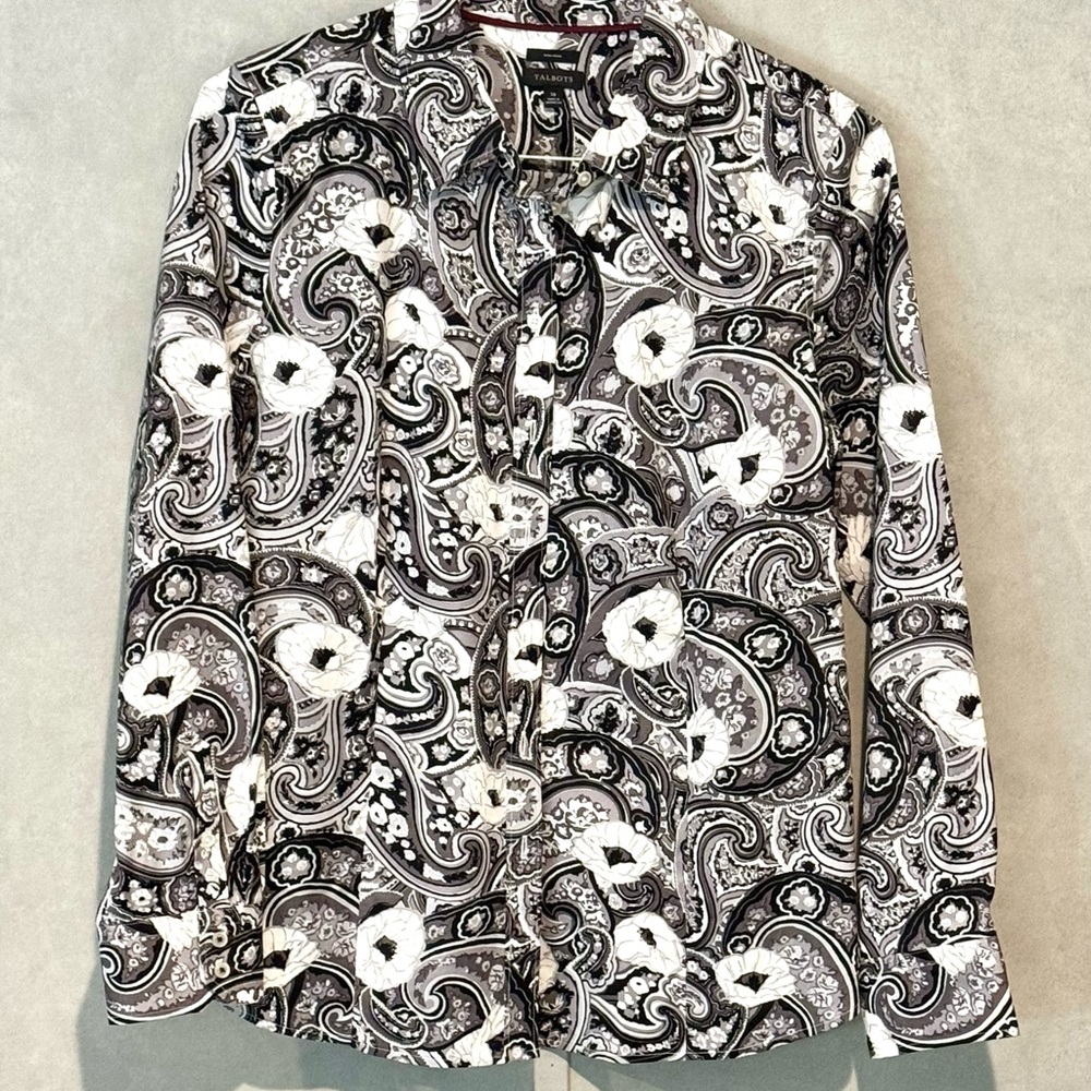 Talbots Monochrome Paisley Blouse